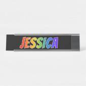 Voornaam "JESSICA": Fun Rainbow-kleuren Bureau Naambordje (Voorkant)