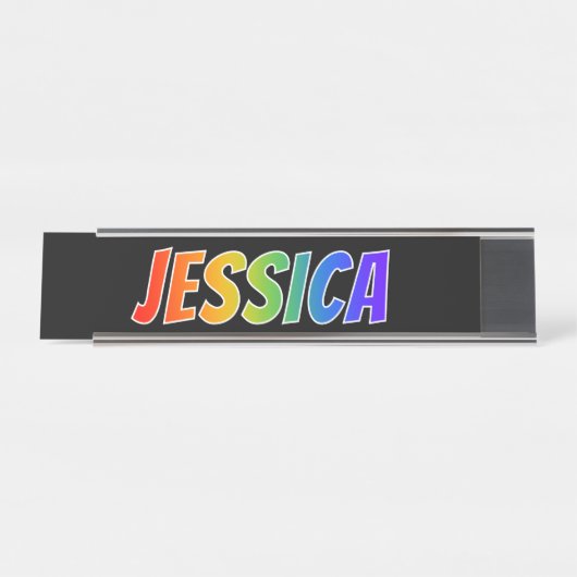 Voornaam "JESSICA": Fun Rainbow-kleuren Bureau Naambordje (Voorkant)