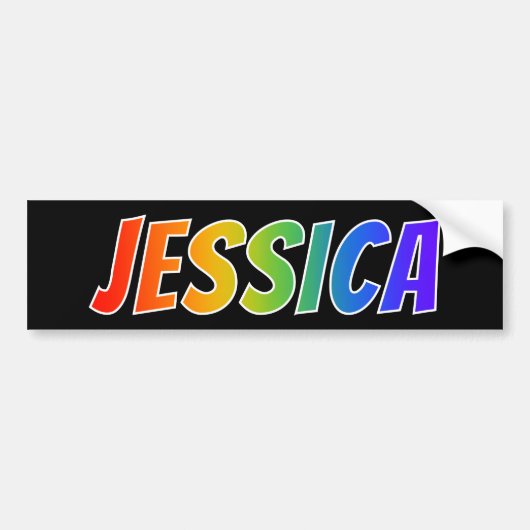Voornaam "JESSICA": vun regenboogkleuren Bumpersticker (Voorkant)