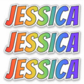 Voornaam "JESSICA" w / Fun Rainbow Coloring Sticker (Voorkant)
