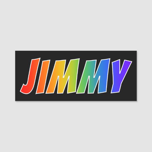 Voornaam "JIMMY": Fun Rainbow-kleuren Naamplaatje (Voorkant)