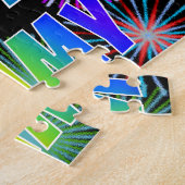 Voornaam "JIMMY", geun "HAPPY BIRTHDAY" Legpuzzel (Zijkant)