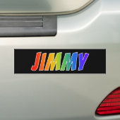 Voornaam "JIMMY": vun regenboogkleuren Bumpersticker (Op auto)