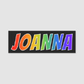 Voornaam "JOANNA": Fun Rainbow-kleuren Naamplaatje (Voorkant)