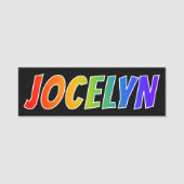 Voornaam "JOCELYN": Fun Rainbow-kleuren Naamplaatje (Voorkant)