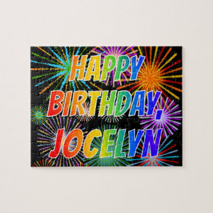 Voornaam "JOCELYN", geun "HAPPY BIRTHDAY" Legpuzzel