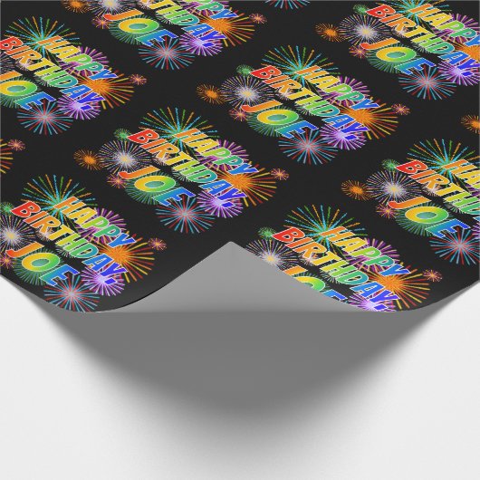 Voornaam "JOE", afgekort "HAPPY BIRTHDAY" Cadeaupapier (Hoek)