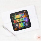 Voornaam "JOE", afgekort "HAPPY BIRTHDAY" Vierkante Sticker (Envelop)