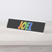 Voornaam "JOEL": Fun Rainbow-kleuren Bureau Naambordje (Voorkant)