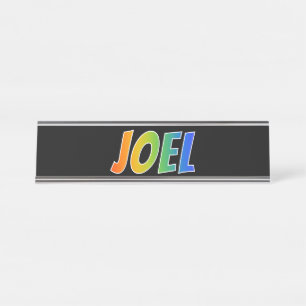 Voornaam "JOEL": Fun Rainbow-kleuren Bureau Naambordje