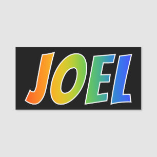 Voornaam "JOEL": Fun Rainbow-kleuren Naamplaatje