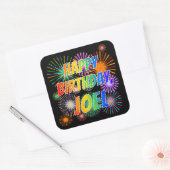 Voornaam "JOEL", geun "HAPPY BIRTHDAY" Vierkante Sticker (Envelop)