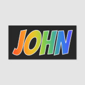 Voornaam "JOHN": Fun Rainbow-kleuren Naamplaatje (Voorkant)
