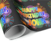 Voornaam "JOHN", geun "HAPPY BIRTHDAY" Cadeaupapier (Rol Hoek)
