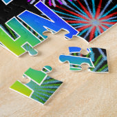 Voornaam "JOHN", geun "HAPPY BIRTHDAY" Legpuzzel (Zijkant)