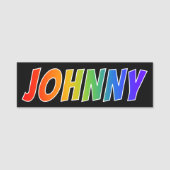 Voornaam "JOHNNY": Fun Rainbow-kleuren Naamplaatje (Voorkant)