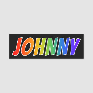 Voornaam "JOHNNY": Fun Rainbow-kleuren Naamplaatje