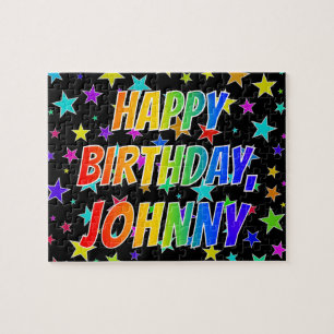Voornaam "JOHNNY", geun "HAPPY BIRTHDAY" Legpuzzel