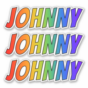 Voornaam "JOHNNY" w / Fun Rainbow Coloring Sticker