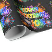Voornaam "JON", geun "HAPPY BIRTHDAY" Cadeaupapier (Rol Hoek)