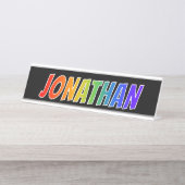 Voornaam "JONATHAN": Fun Rainbow-kleuren Bureau Naambordje (Voorkant)