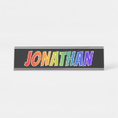 Voornaam "JONATHAN": Fun Rainbow-kleuren Bureau Naambordje (Voorkant)