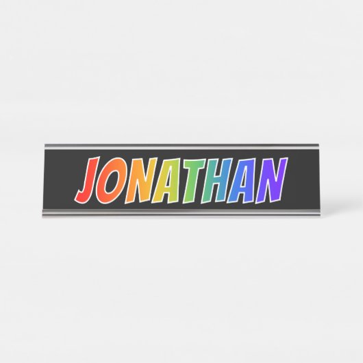 Voornaam "JONATHAN": Fun Rainbow-kleuren Bureau Naambordje (Voorkant)