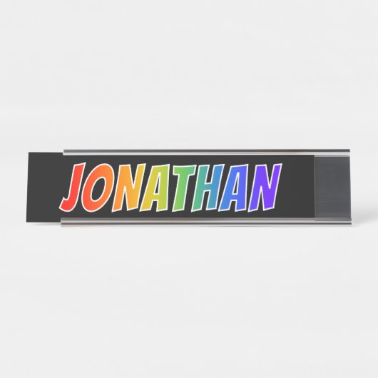 Voornaam "JONATHAN": Fun Rainbow-kleuren Bureau Naambordje (Voorkant)
