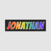 Voornaam "JONATHAN": Fun Rainbow-kleuren Naamplaatje (Voorkant)