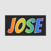 Voornaam "JOSE": Fun Rainbow-kleuren Naamplaatje (Voorkant)