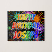 Voornaam "JOSEPH", geun "HAPPY BIRTHDAY" Legpuzzel (Horizontaal)