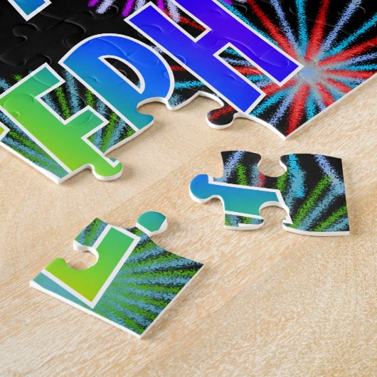 Voornaam "JOSEPH", geun "HAPPY BIRTHDAY" Legpuzzel (Zijkant)