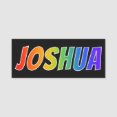 Voornaam "JOSHUA": Fun Rainbow-kleuren Naamplaatje (Voorkant)