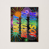 Voornaam "JOSHUA", geun "HAPPY BIRTHDAY" Legpuzzel (Verticaal)