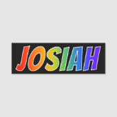 Voornaam "JOSIAH": Fun Rainbow-kleuren Naamplaatje (Voorkant)