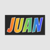 Voornaam "JUAN": Fun Rainbow-kleuren Naamplaatje (Voorkant)