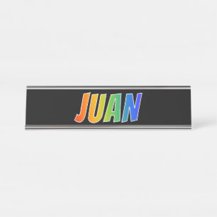 Voornaam "JUAN": vun regenboogkleuren Bureau Naambordje