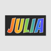 Voornaam "JULIA": Fun Rainbow-kleuren Naamplaatje (Voorkant)