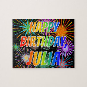 Voornaam "JULIA", geun "HAPPY BIRTHDAY" Legpuzzel