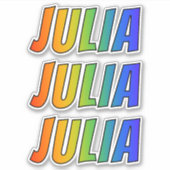 Voornaam "JULIA" w / Fun Rainbow Coloring Sticker (Voorkant)