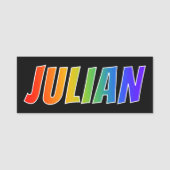 Voornaam "JULIAN": Fun Rainbow-kleuren Naamplaatje (Voorkant)