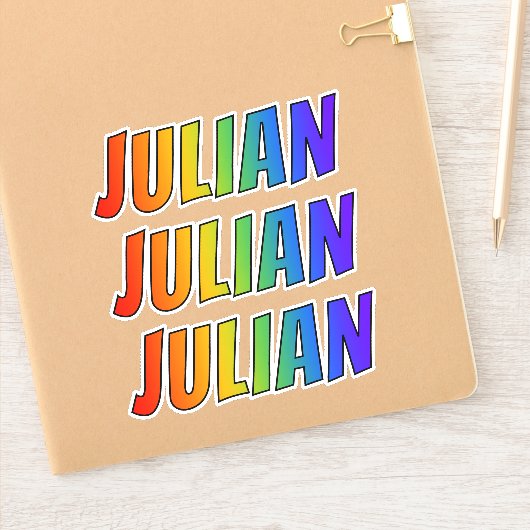 Voornaam "JULIAN" w/ Fun Rainbow Coloring Sticker (Notitieboek)