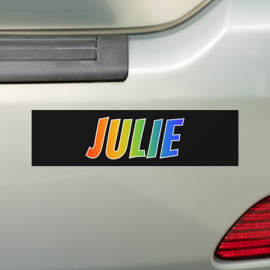 Voornaam "JULIE": vun regenboogkleuren Bumpersticker (Op auto)