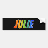 Voornaam "JULIE": vun regenboogkleuren Bumpersticker (Voorkant)