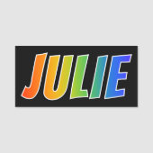 Voornaam "JULIE": vun regenboogkleuren Naamplaatje (Voorkant)
