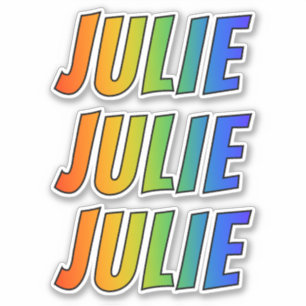 Voornaam "JULIE" w/ Fun Rainbow Coloring Sticker
