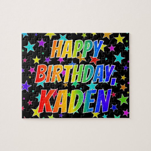 Voornaam KADEN, Fun "HAPPY BIRTHDAY" Legpuzzel (Horizontaal)
