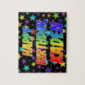 Voornaam KADEN, Fun "HAPPY BIRTHDAY" Legpuzzel (Verticaal)