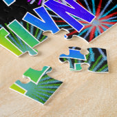 Voornaam "KAITLYN", geun "HAPPY BIRTHDAY" Legpuzzel (Zijkant)