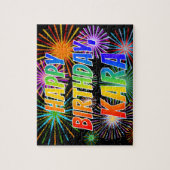 Voornaam "KARA", geun "HAPPY BIRTHDAY" Legpuzzel (Verticaal)